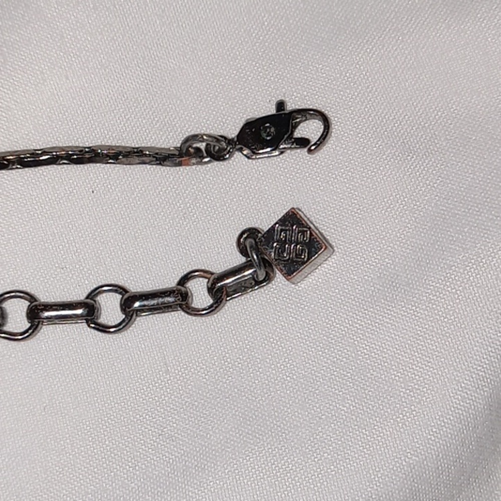 Givenchy Necklace With Ruby Rhinestones Square Pe… - image 8